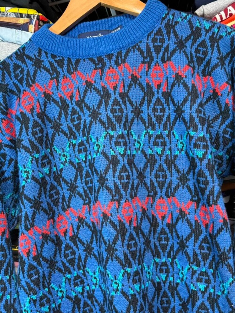 Vintage Wrangler blue Aztec acrylic sweater